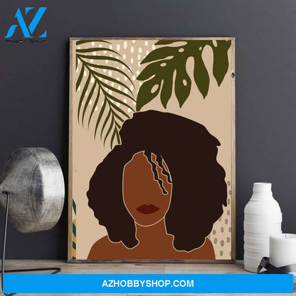 Afro Black Woman Art Female Portrait Drawing Black Woman Poster Canvas