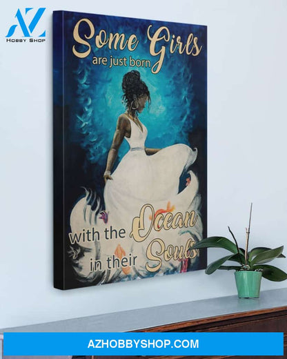 Afro Girl Born With The Sea Gallery Wrapped Canvas Prints – African Canvas Print Wall Art