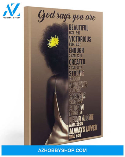 Afro Girl God Says You Are Gallery Wrapped Canvas Prints – African Canvas Print Wall Art