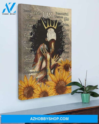 Afro Girl I Am 2 Gallery Wrapped Canvas Prints – African Canvas Print Wall Art