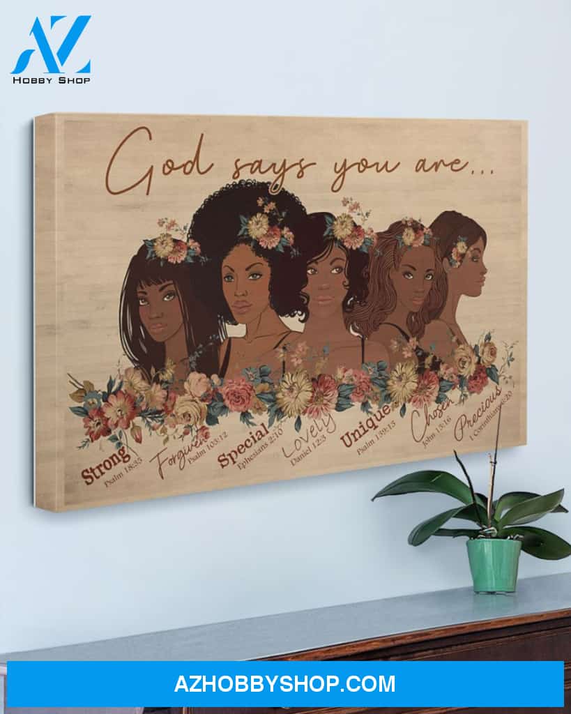 Afro Girls God Says You Are Gallery Wrapped Canvas Prints – African Canvas Print Wall Art