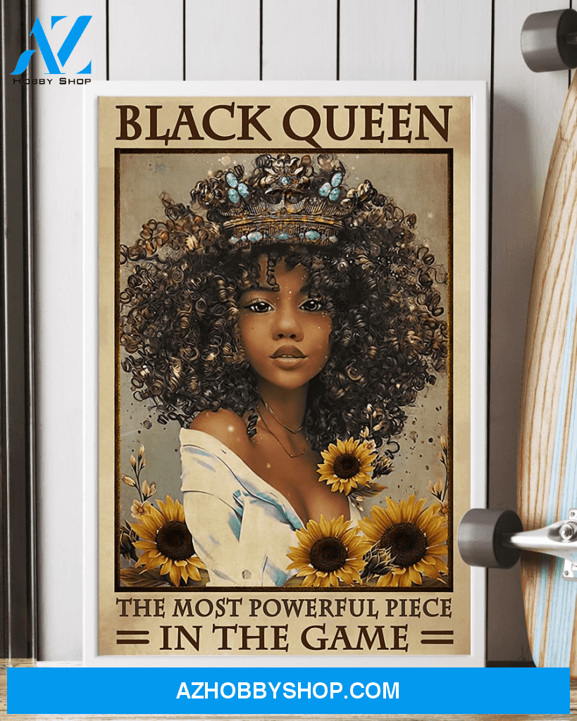 Afro Woman Canvas Prints Black Queen, Gift for Black Woman, Black Girl Room Wall Art The Most Powerful Piece