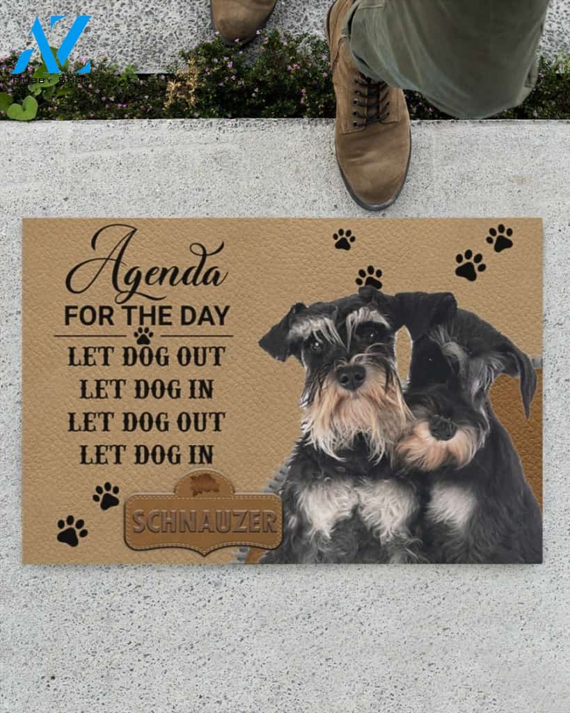 Agenda For The Day Let Dog Out Let Dog In Schnauzer Doormat Welcome Mat Housewarming Gift Home Decor Funny Doormat Gift For Dog Lovers Gift For Halloween Christmas