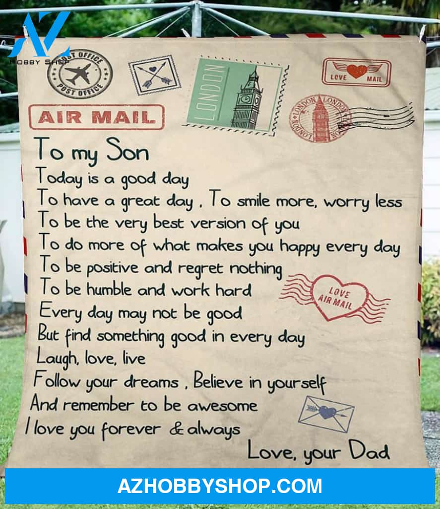 Air Mail, Letter From Dad To Son - Gift For Son 2 Fleece Blanket
