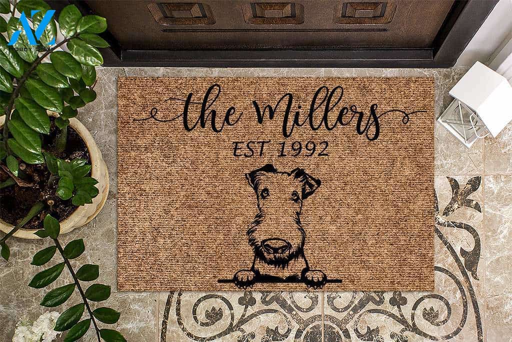 Airedale Terrier Funny Dog Custom Name & Year Doormat | Welcome Mat | House Warming Gift