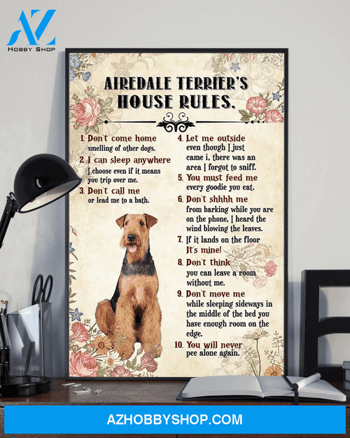 Top #135 Airedale Terrier Rules Dog Loves Canvas Wall Art, Canvas Art Prints Unique Gifts