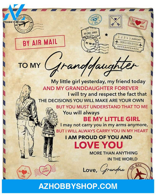 Personalized Airmail To Granddaughter From Grandma Love You More Than Anything Fleece Blanket Great Customized Gifts For Birthday Christmas Thanksgiving