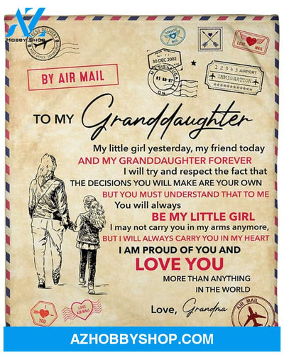 Personalized Airmail To Granddaughter From Grandma Love You More Than Anything Fleece Blanket Great Customized Gifts For Birthday Christmas Thanksgiving