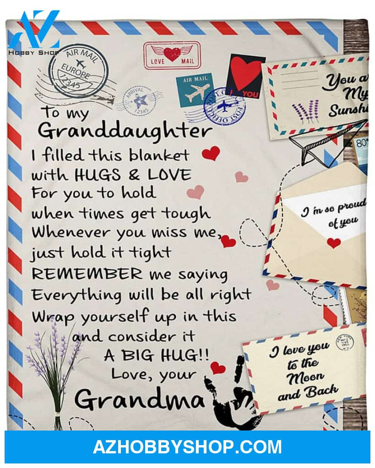 Personalized Airmail To My Granddaughter From Grandma I Filled This Blanket With Hugs Fleece Blanket Great Customized Gifts For Birthday Christmas Thanksgiving