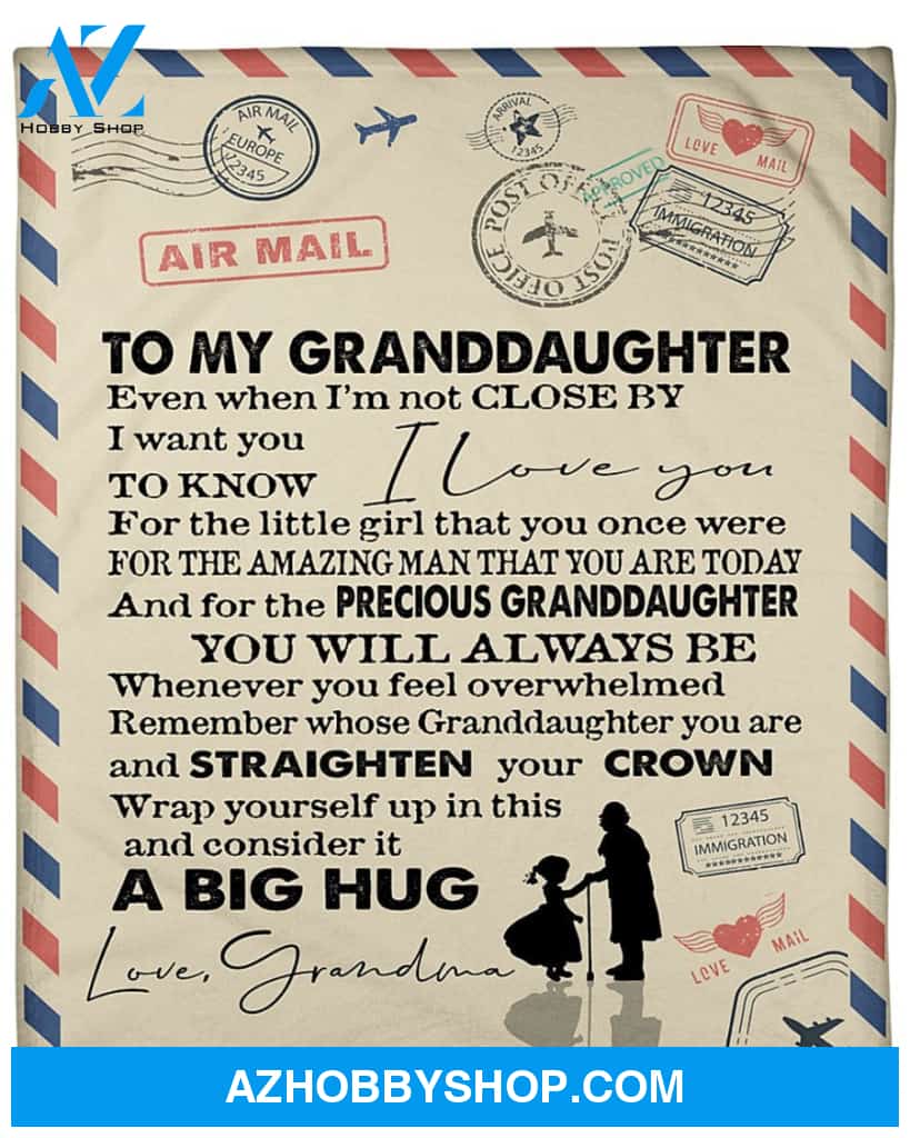 Personalized Airmail To My Granddaughter From Grandma I Love You Fleece Blanket Great Customized Gifts For Birthday Christmas Thanksgiving