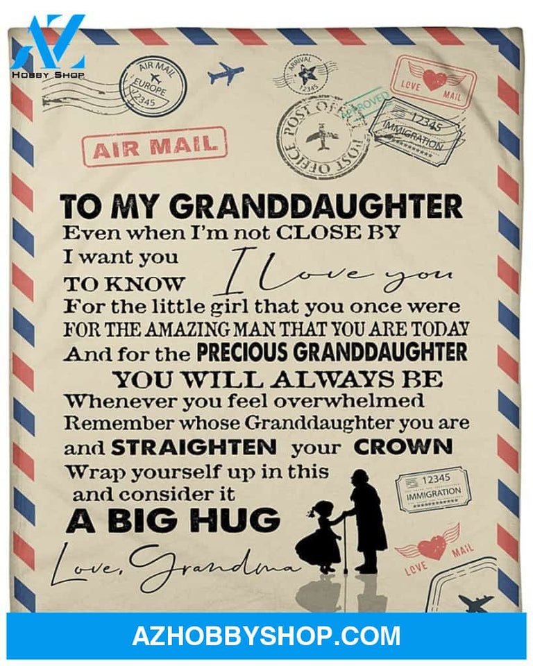 Personalized Airmail To My Granddaughter From Grandma I Love You Fleece Blanket Great Customized Gifts For Birthday Christmas Thanksgiving