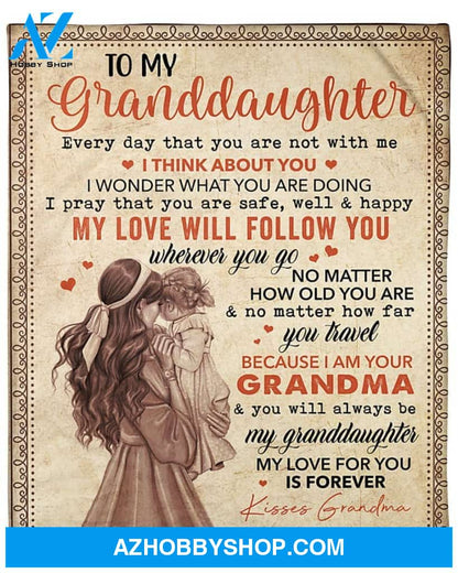 Personalized Airmail To My Granddaughter From Grandma I Think About You Fleece Blanket Great Customized Gifts For Birthday Christmas Thanksgiving