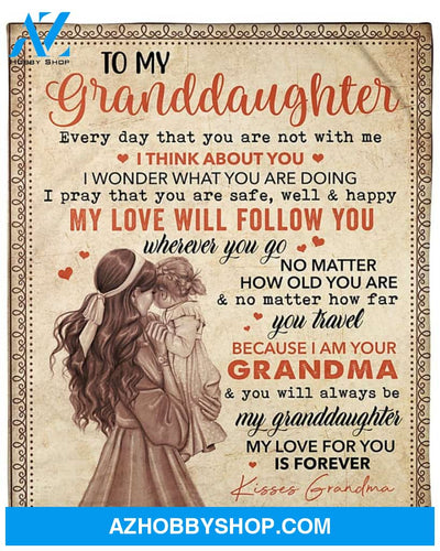 Personalized Airmail To My Granddaughter From Grandma I Think About You Fleece Blanket Great Customized Gifts For Birthday Christmas Thanksgiving