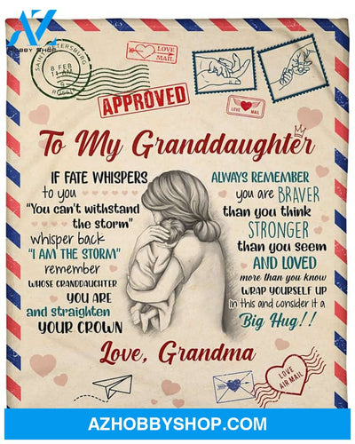 Personalized Airmail To My Granddaughter From Grandma If Fate Whispers To You Fleece Blanket Great Customized Gifts For Birthday Christmas Thanksgiving