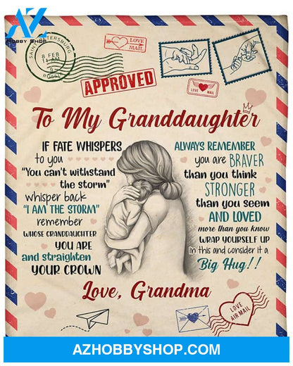 Personalized Airmail To My Granddaughter From Grandma If Fate Whispers To You Fleece Blanket Great Customized Gifts For Birthday Christmas Thanksgiving