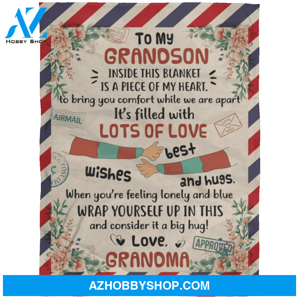 Personalized Airmail To My Grandson From Grandma Wrap Yourself Up In This Fleece Blanket Great Customized Gifts For Birthday Christmas Thanksgiving