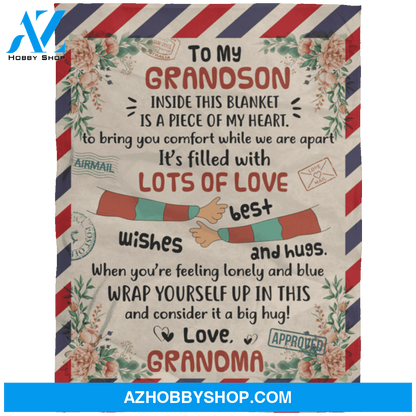 Personalized Airmail To My Grandson From Grandma Wrap Yourself Up In This Fleece Blanket Great Customized Gifts For Birthday Christmas Thanksgiving