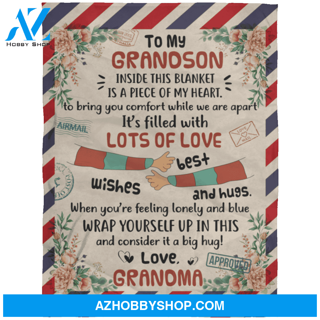 Personalized Airmail To My Grandson From Grandma Wrap Yourself Up In This Fleece Blanket Great Customized Gifts For Birthday Christmas Thanksgiving