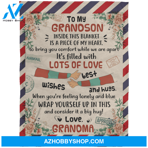 Personalized Airmail To My Grandson From Grandma Wrap Yourself Up In This Fleece Blanket Great Customized Gifts For Birthday Christmas Thanksgiving