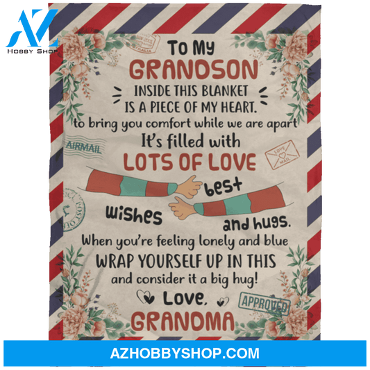 Personalized Airmail To My Grandson From Grandma Wrap Yourself Up In This Fleece Blanket Great Customized Gifts For Birthday Christmas Thanksgiving