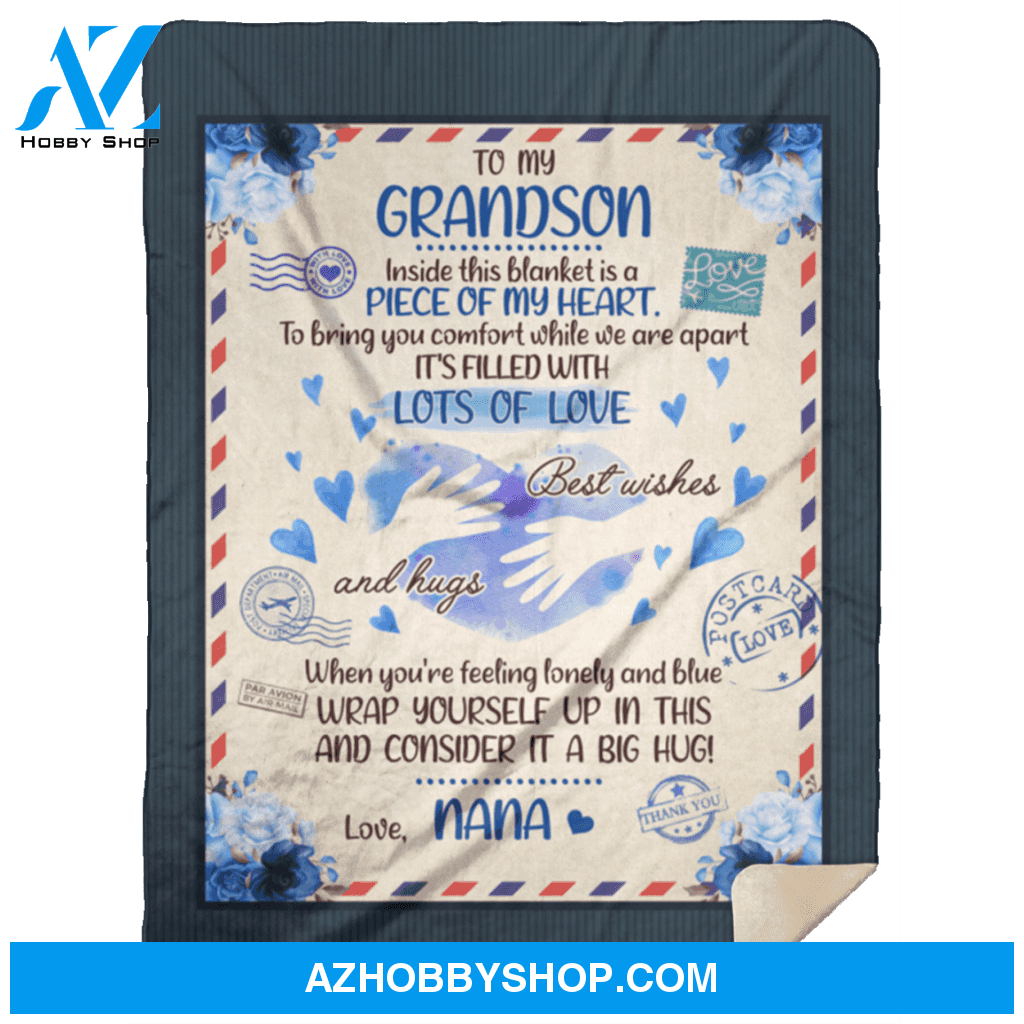 Personalized Airmail To My Grandson From Nana Bring You Comfort When We Are Apart Fleece Blanket Great Customized Gifts For Birthday Christmas Thanksgiving
