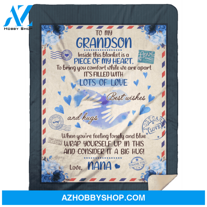 Personalized Airmail To My Grandson From Nana Bring You Comfort When We Are Apart Fleece Blanket Great Customized Gifts For Birthday Christmas Thanksgiving