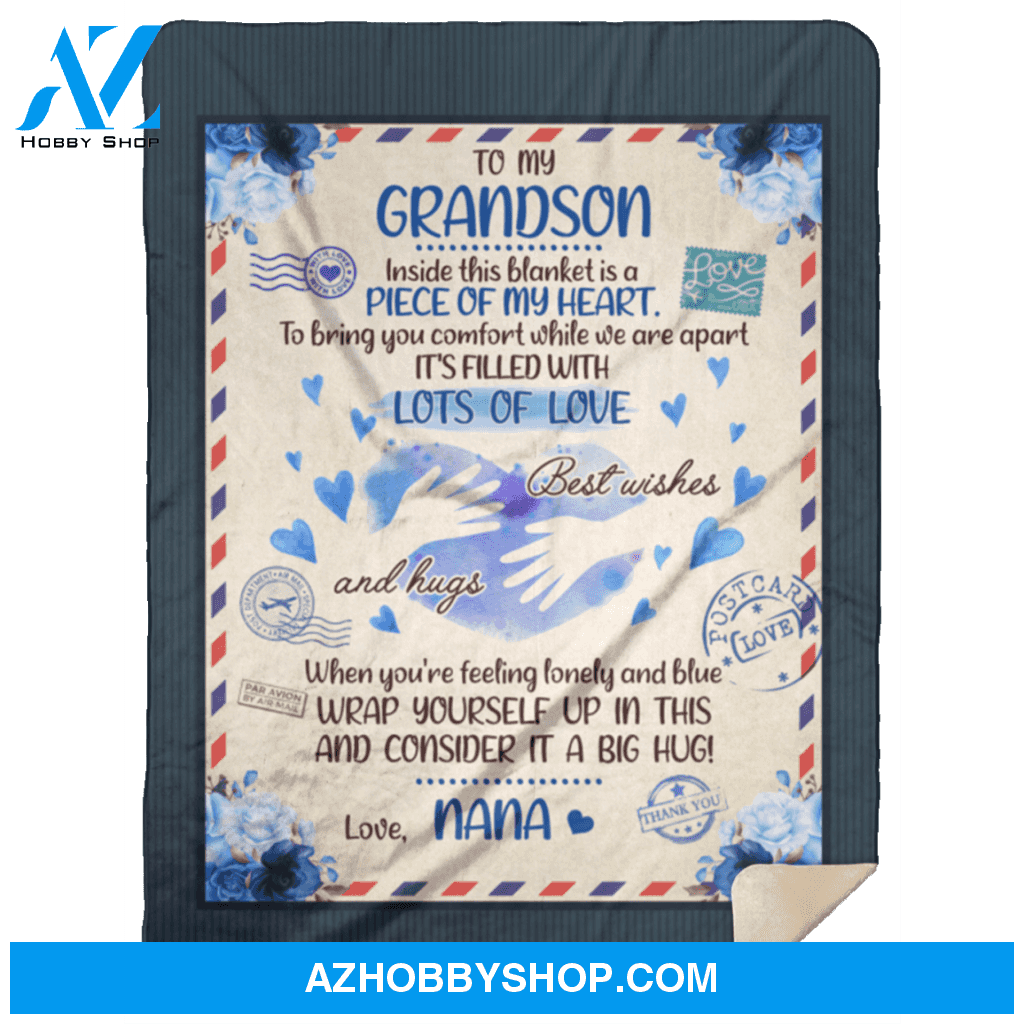 Personalized Airmail To My Grandson From Nana Bring You Comfort When We Are Apart Fleece Blanket Great Customized Gifts For Birthday Christmas Thanksgiving