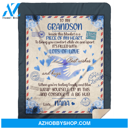 Personalized Airmail To My Grandson From Nana Bring You Comfort When We Are Apart Fleece Blanket Great Customized Gifts For Birthday Christmas Thanksgiving
