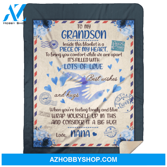Personalized Airmail To My Grandson From Nana Bring You Comfort When We Are Apart Fleece Blanket Great Customized Gifts For Birthday Christmas Thanksgiving