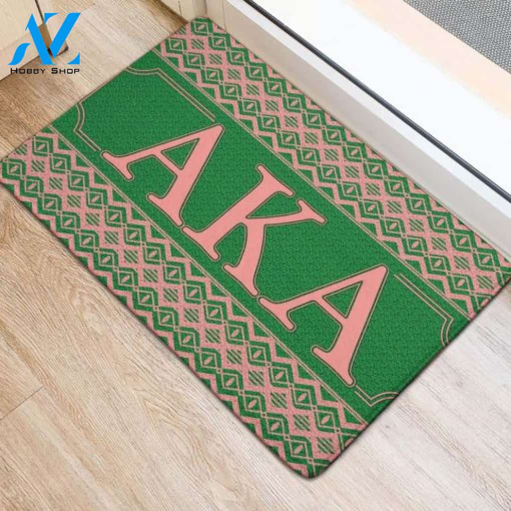 AKA Pattern Doormat AKA Pink Green Doormat