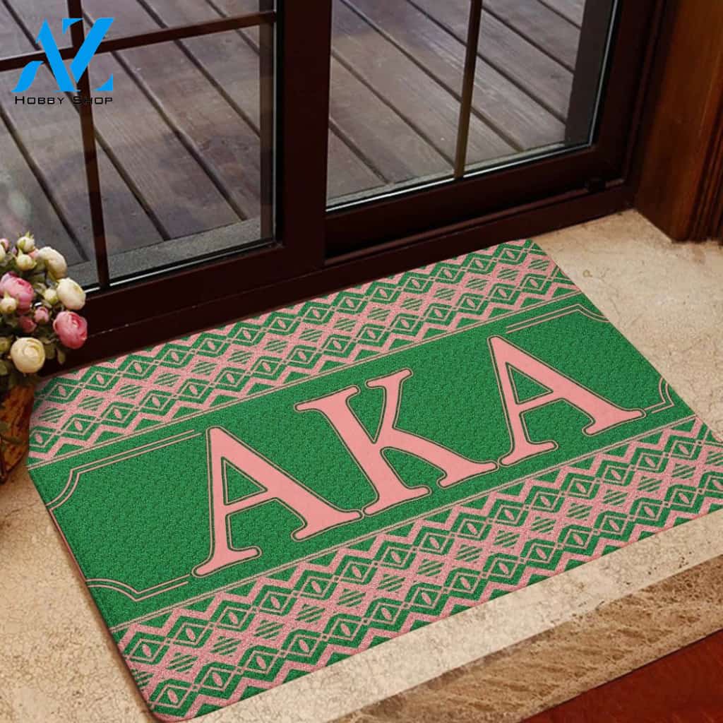 AKA Pattern Doormat AKA Pink Green Doormat
