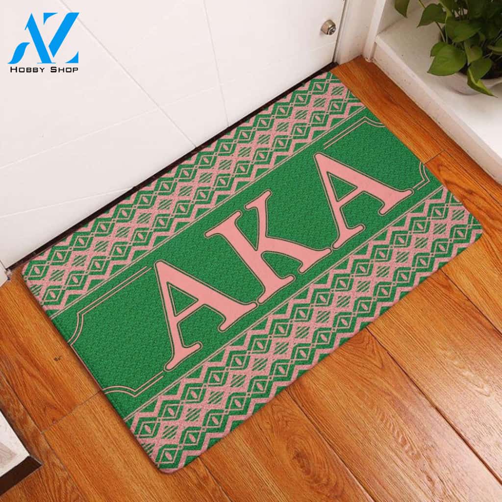 AKA Pattern Doormat AKA Pink Green Doormat