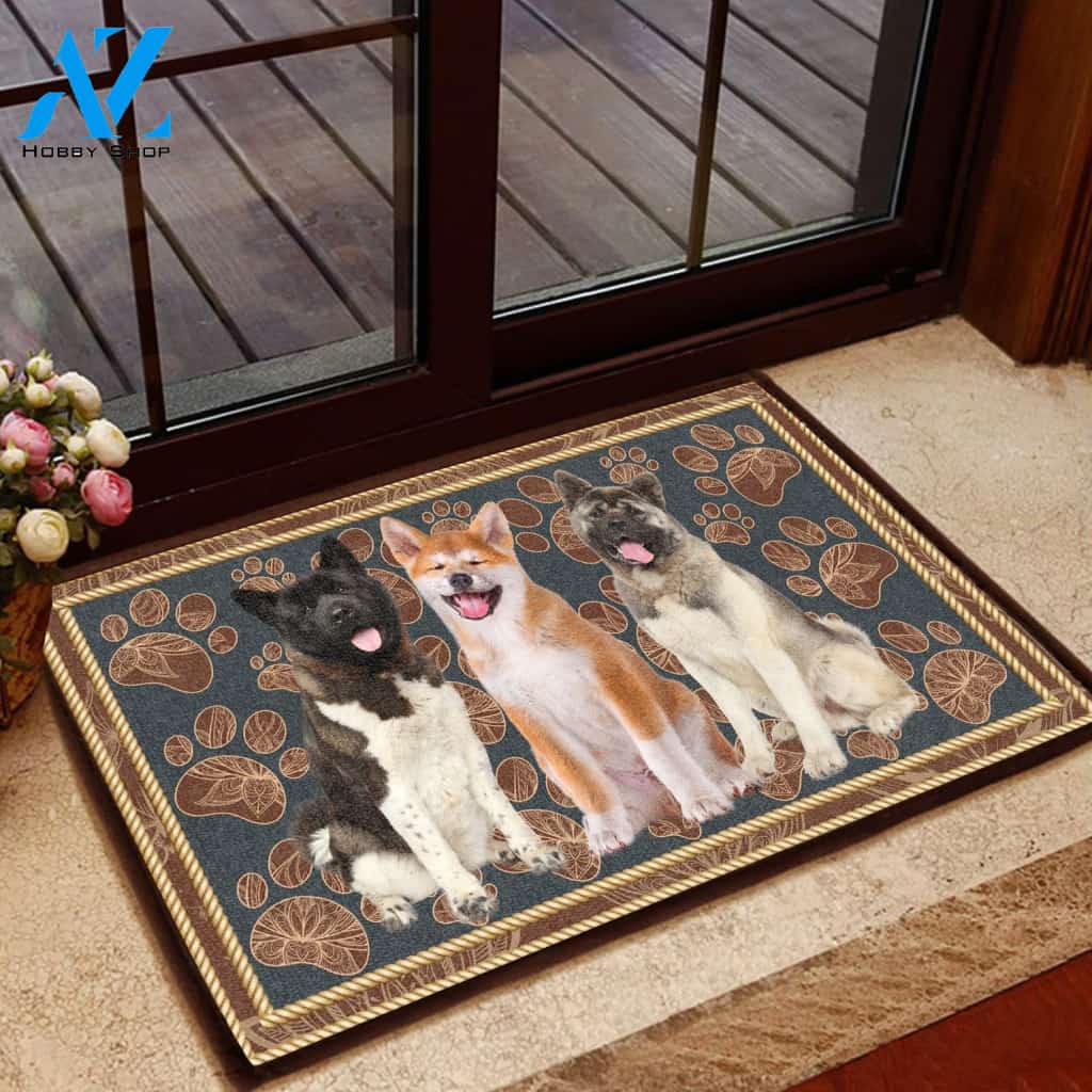 Akita Flower Paw Dog Doormat | Welcome Mat | House Warming Gift