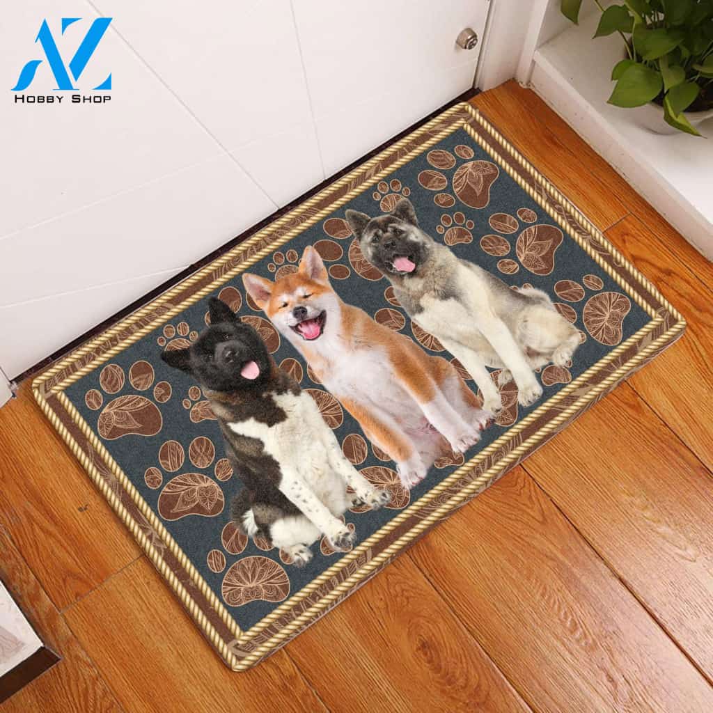 Akita Flower Paw Dog Doormat Welcome Mat House Warming Gift Home Decor Gift for Dog Lovers Funny Doormat Gift Idea