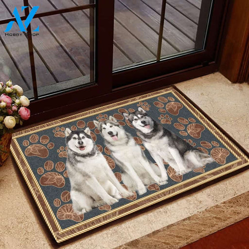 Alaskan Malamute Floral Paw Dog Doormat Welcome Mat House Warming Gift Home Decor Gift for Dog Lovers Funny Doormat Gift Idea