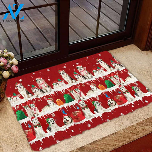 Alaskan malamute Snow Merry Christmas Doormat