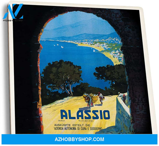Alassio Italy West Italian Riviera Vintage Travel Poster