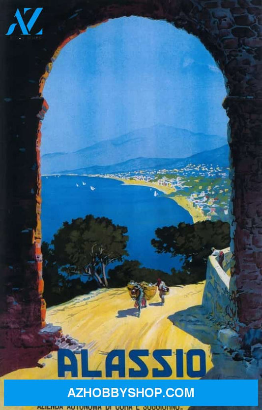 Alassio West Italian Riviera Vintage Travel Poster
