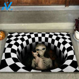 Alien and cat Alien Doormat | Welcome Mat | House Warming Gift