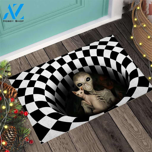 Alien and cat Alien Doormat | Welcome Mat | House Warming Gift