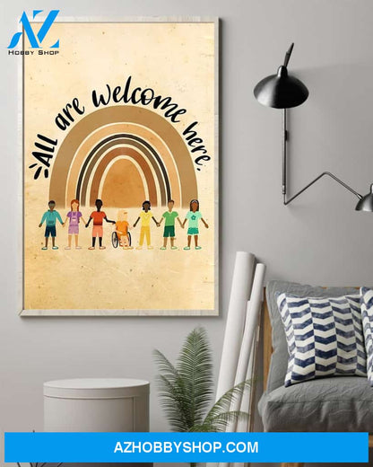 Teacher Classroom Canvas All Are Welcome Here, Student Wall Art Back to School Gift for Teacher
