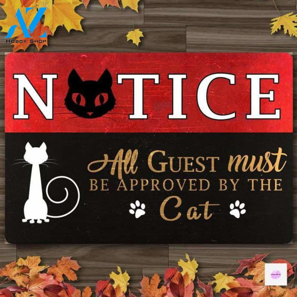 All Guest Must Be Approve By The Cat Doormat, Personalized Mat Bath Mat, Cat Lover Custom Doormat, Pet Lover Gift Wedding Gift Funny Mat