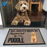 All Guests Approved By Poodle Dog   Housewarming Gift Family Welcome Mat Custom Funny  Halloween Christmas New Year Holiday Personalized