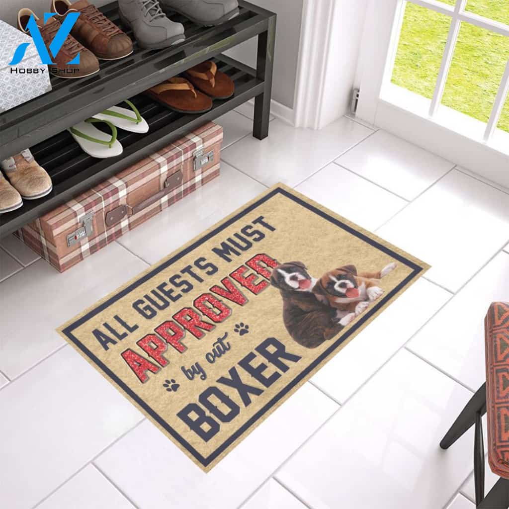 All Guests Must Approved By Boxer Doormat Indoor And Outdoor Mat Entrance Rug Sweet Home Decor Housewarming Gift Gift For Friend Family Stem Feminist