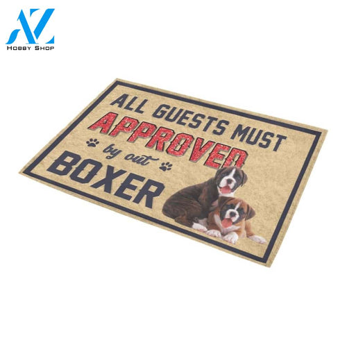 All Guests Must Approved By Boxer Doormat Indoor And Outdoor Mat Entrance Rug Sweet Home Decor Housewarming Gift Gift For Friend Family Stem Feminist