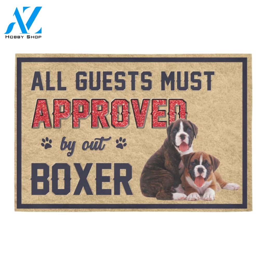 All Guests Must Approved By Boxer Doormat Indoor And Outdoor Mat Entrance Rug Sweet Home Decor Housewarming Gift Gift For Friend Family Stem Feminist