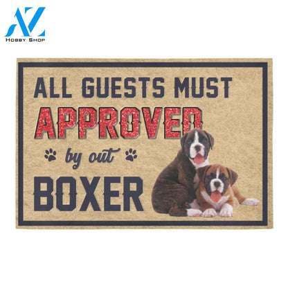 All Guests Must Approved By Boxer Doormat Indoor And Outdoor Mat Entrance Rug Sweet Home Decor Housewarming Gift Gift For Friend Family Stem Feminist