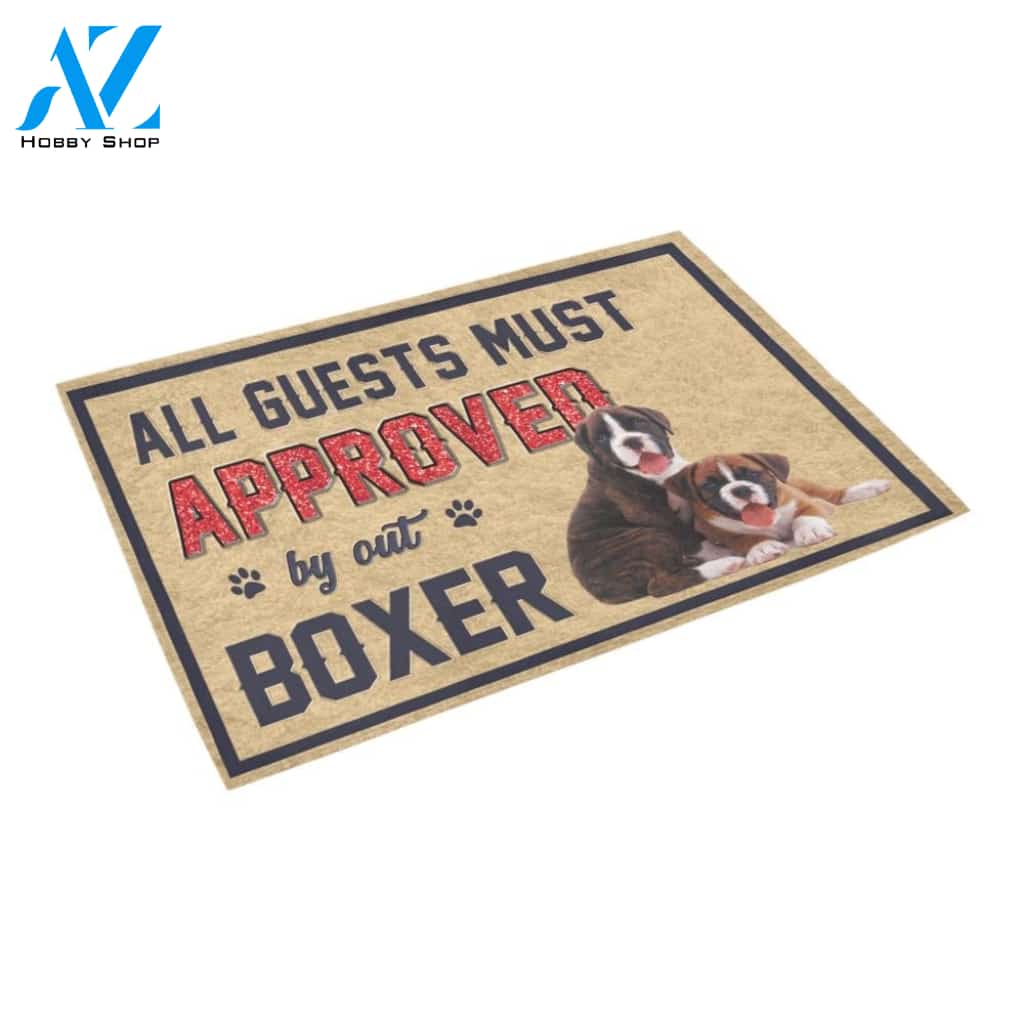 All Guests Must Approved By Boxer Doormat Indoor And Outdoor Mat Entrance Rug Sweet Home Decor Housewarming Gift Gift For Friend Family Stem Feminist