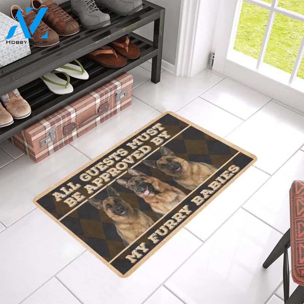 All Guests Must Be Approved By My Furry Babies German Shepherd Dog Doormat Welcome Mat Housewarming Gift Home Decor Funny Doormat Gift For Dog Lovers