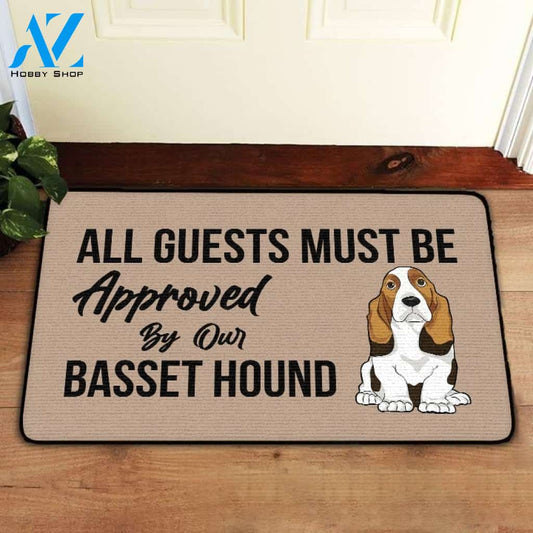 All Guests Must Be Approved By Our Basset Hound Doormat